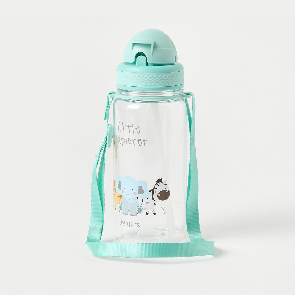Juniors Animal Print Tritan Flip Straw Water Bottle - 350 ml