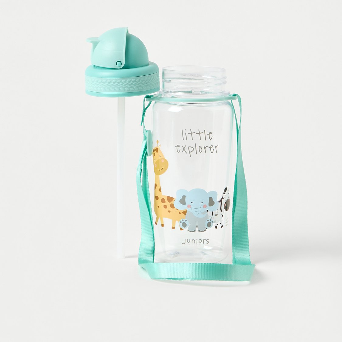 Juniors Animal Print Tritan Flip Straw Water Bottle - 350 ml