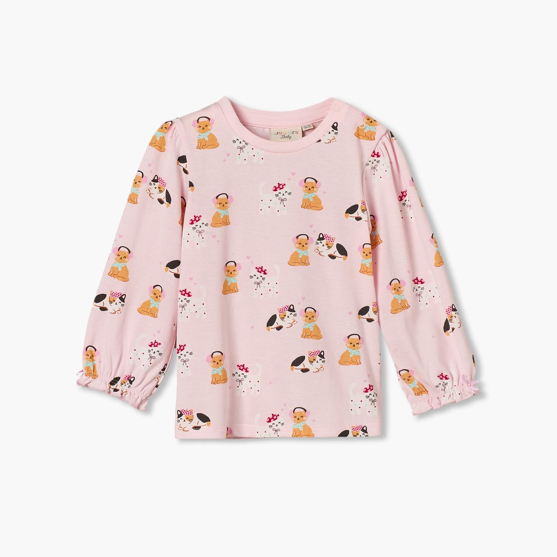 Juniors Cat Print T-shirt