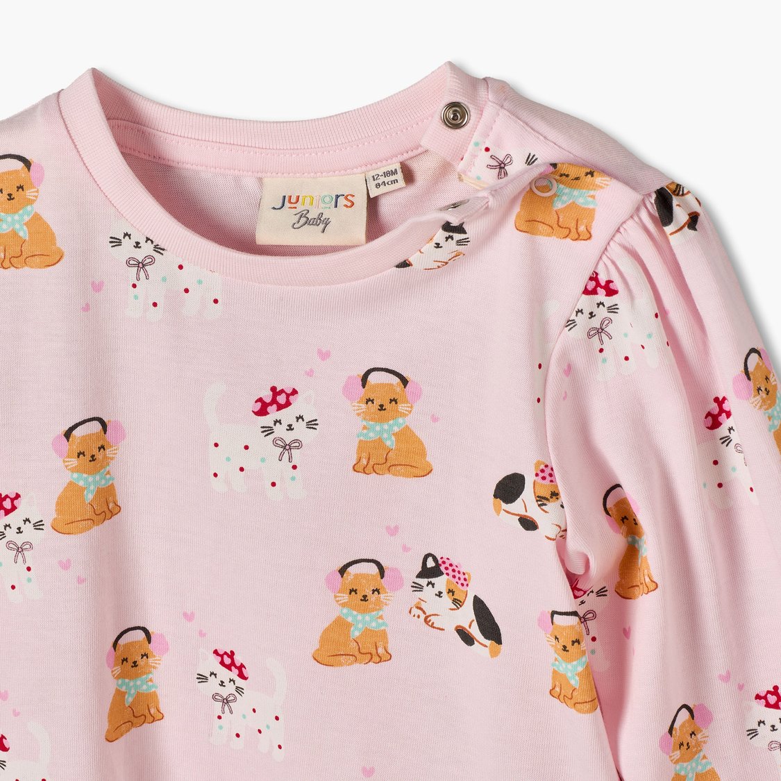 Juniors Cat Print T-shirt