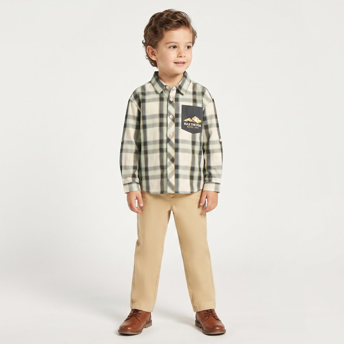 Juniors Checked Shirt with Printed Pocket