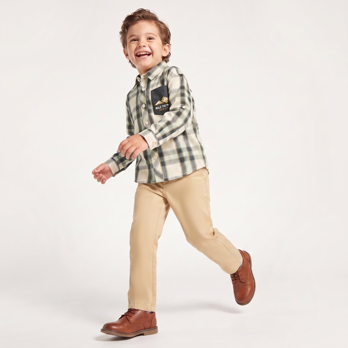 Juniors Checked Shirt with Printed Pocket