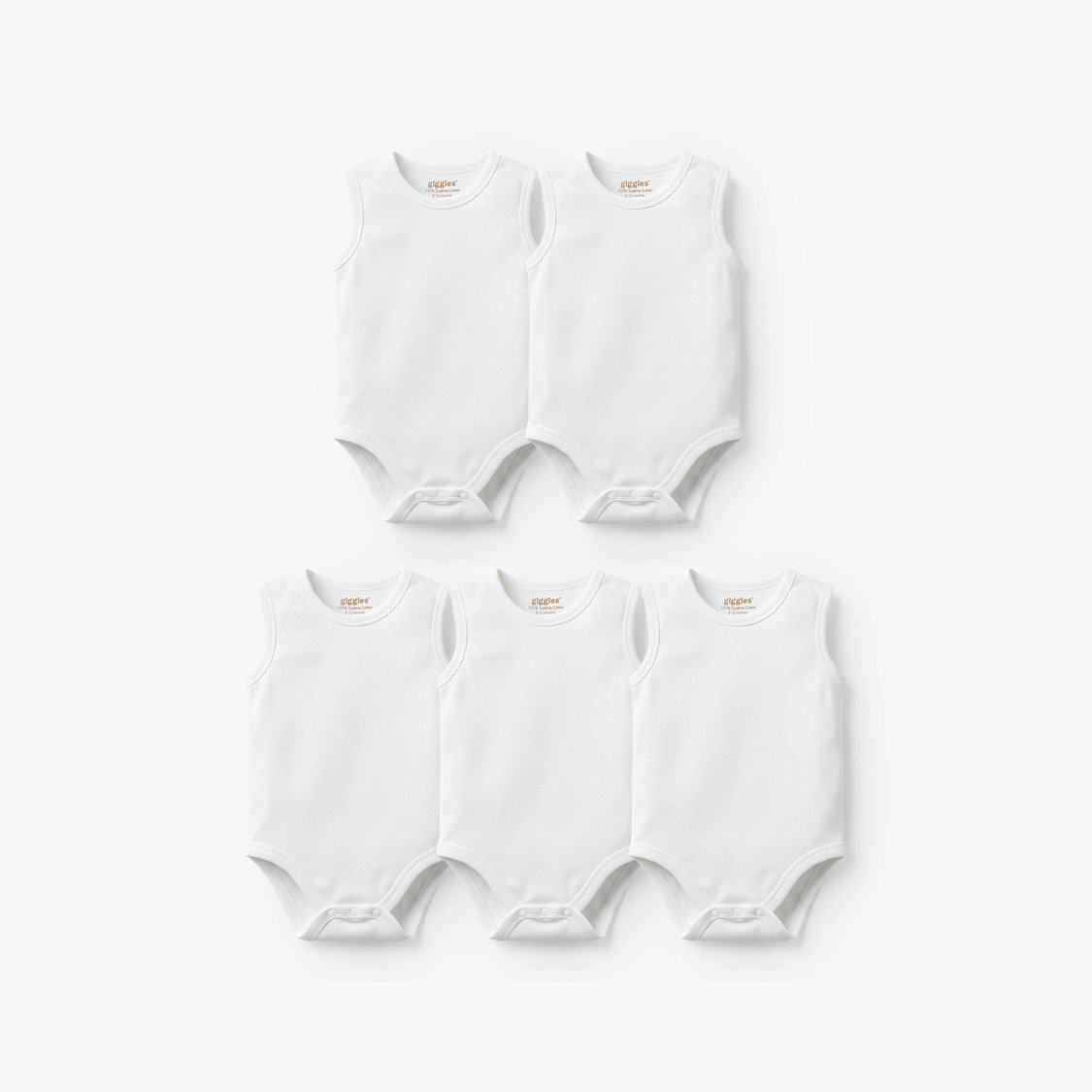 Giggles Solid Sleeveless Bodysuits - Pack of 5