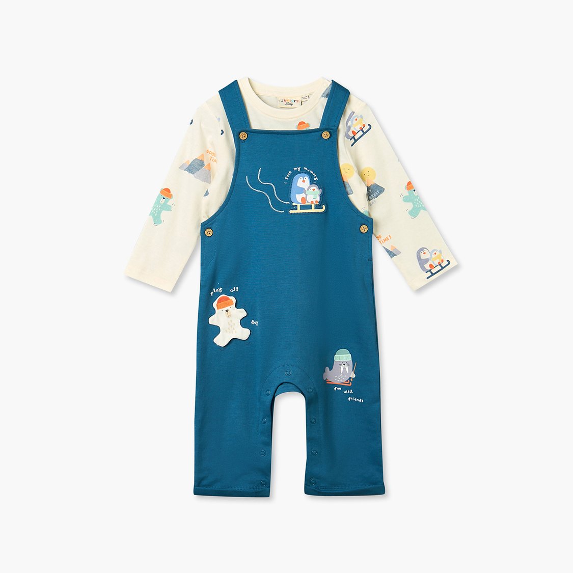 Juniors Applique T-shirt & Dungaree Set