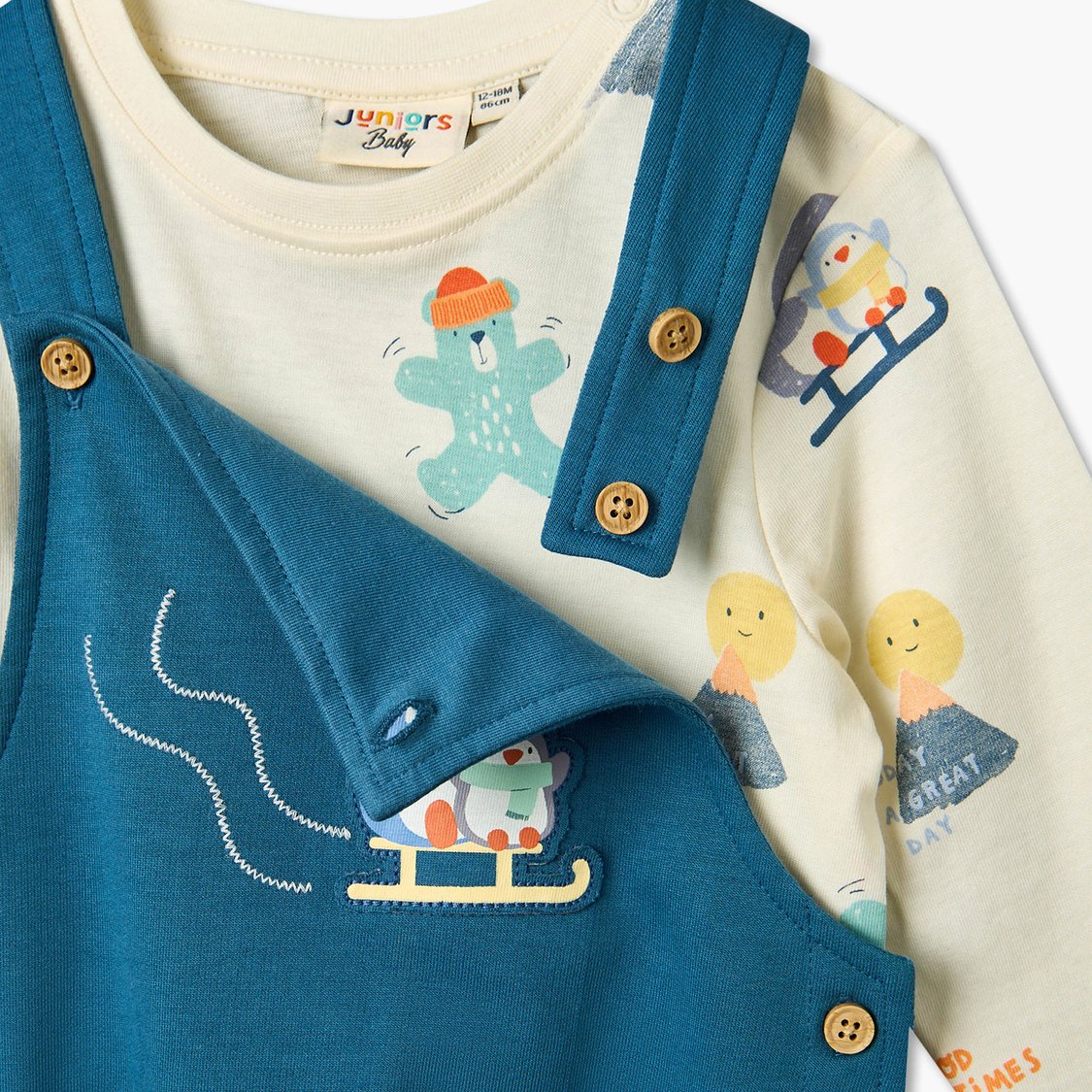 Juniors Applique T-shirt & Dungaree Set