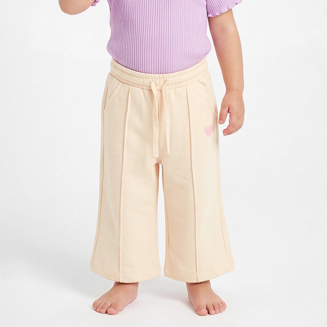 Junior Heart Print Wide Leg Track Pants