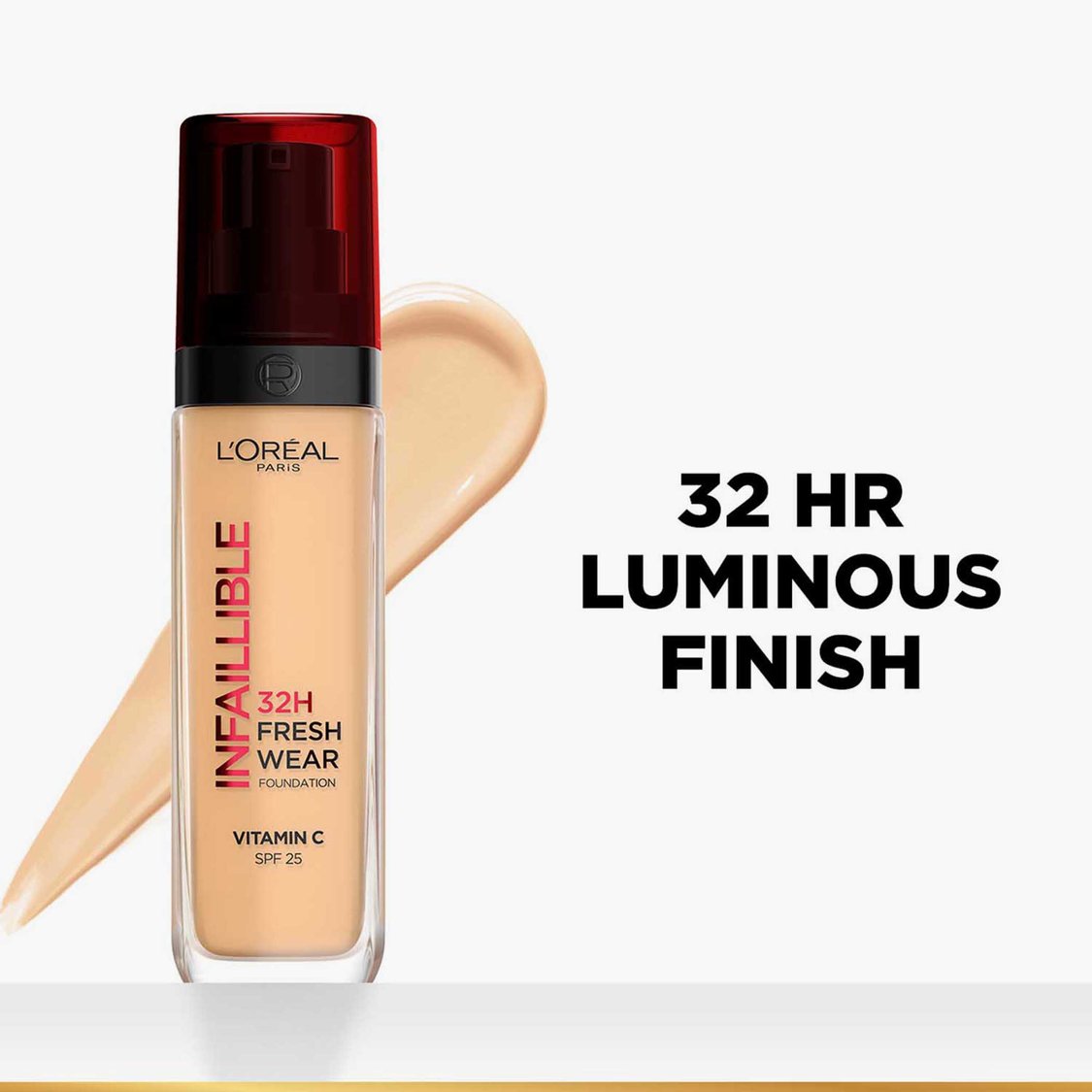 L'Oreal Paris Infallible 32H Fresh Wear Foundation - Natural Beige 125/Warm Undertone,30 ml