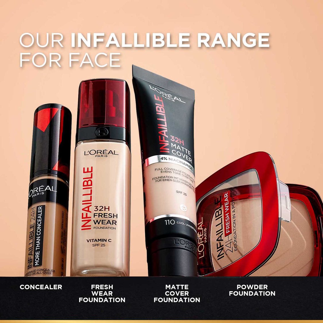 L'Oreal Paris Infallible 32H Fresh Wear Foundation - Natural Beige 125/Warm Undertone,30 ml