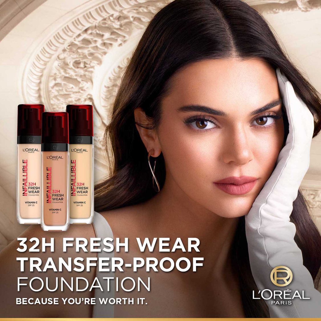 L'Oreal Paris Infallible 32H Fresh Wear Foundation - Natural Beige 125/Warm Undertone,30 ml