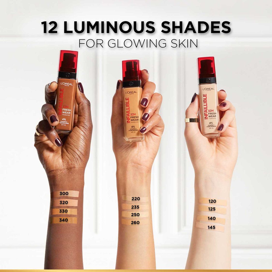 L'Oreal Paris Infallible 32H Fresh Wear Foundation - Natural Beige 125/Warm Undertone,30 ml