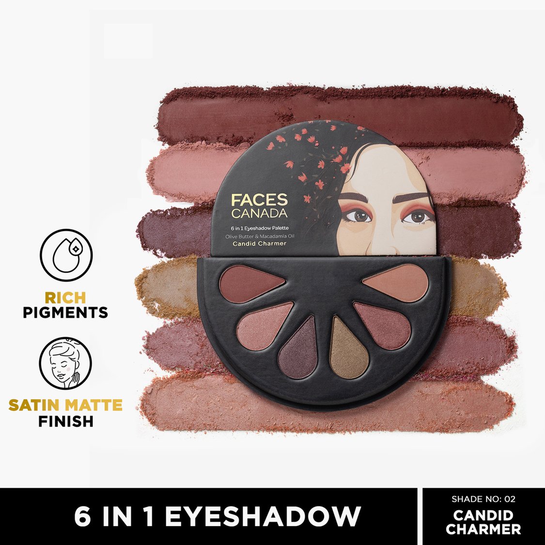 FACES CANADA 6 in 1 Eyeshadow Palette - Candid Charmer 02 - 6g