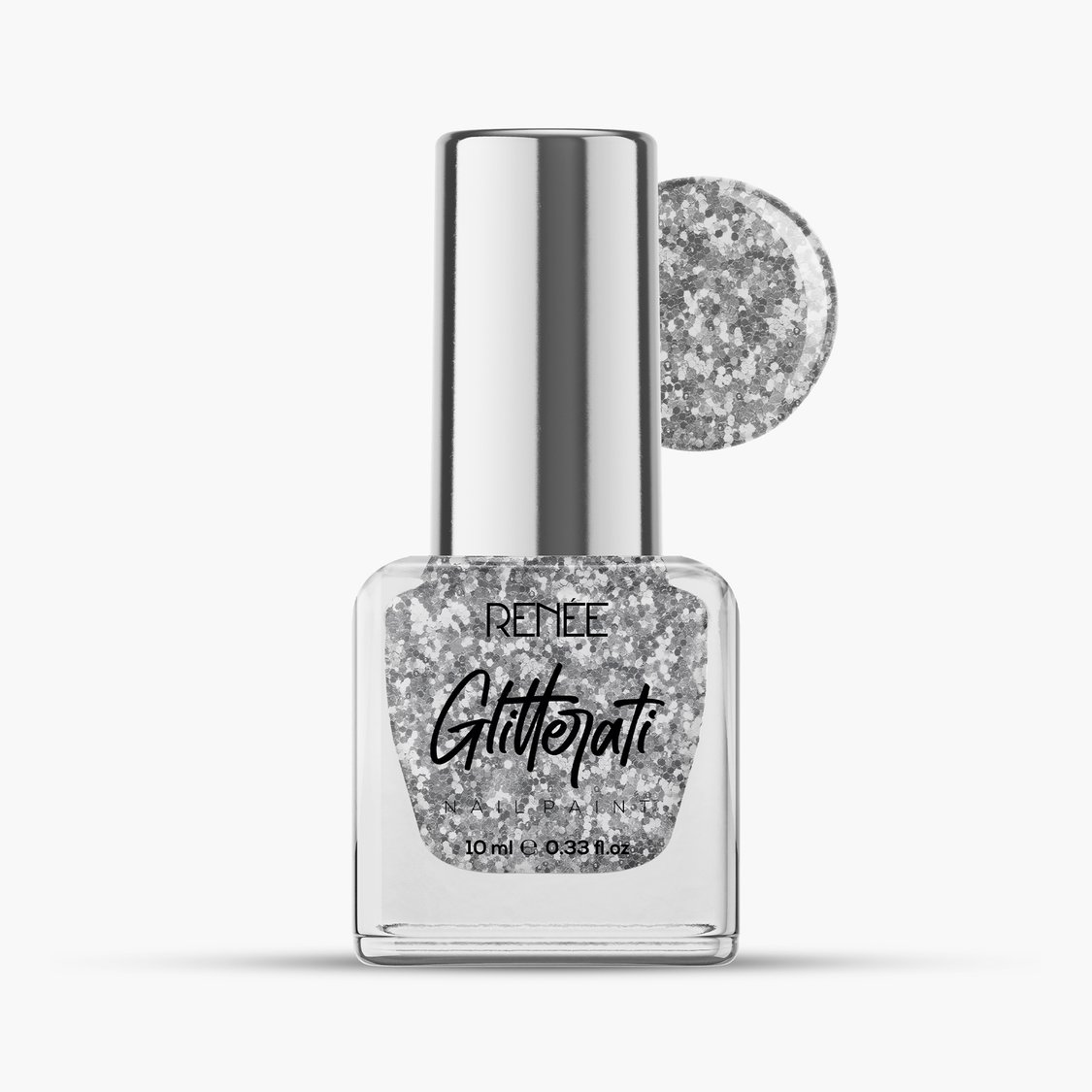 RENEE Glitterati Nail Paint - Silver Confetti - 10ml