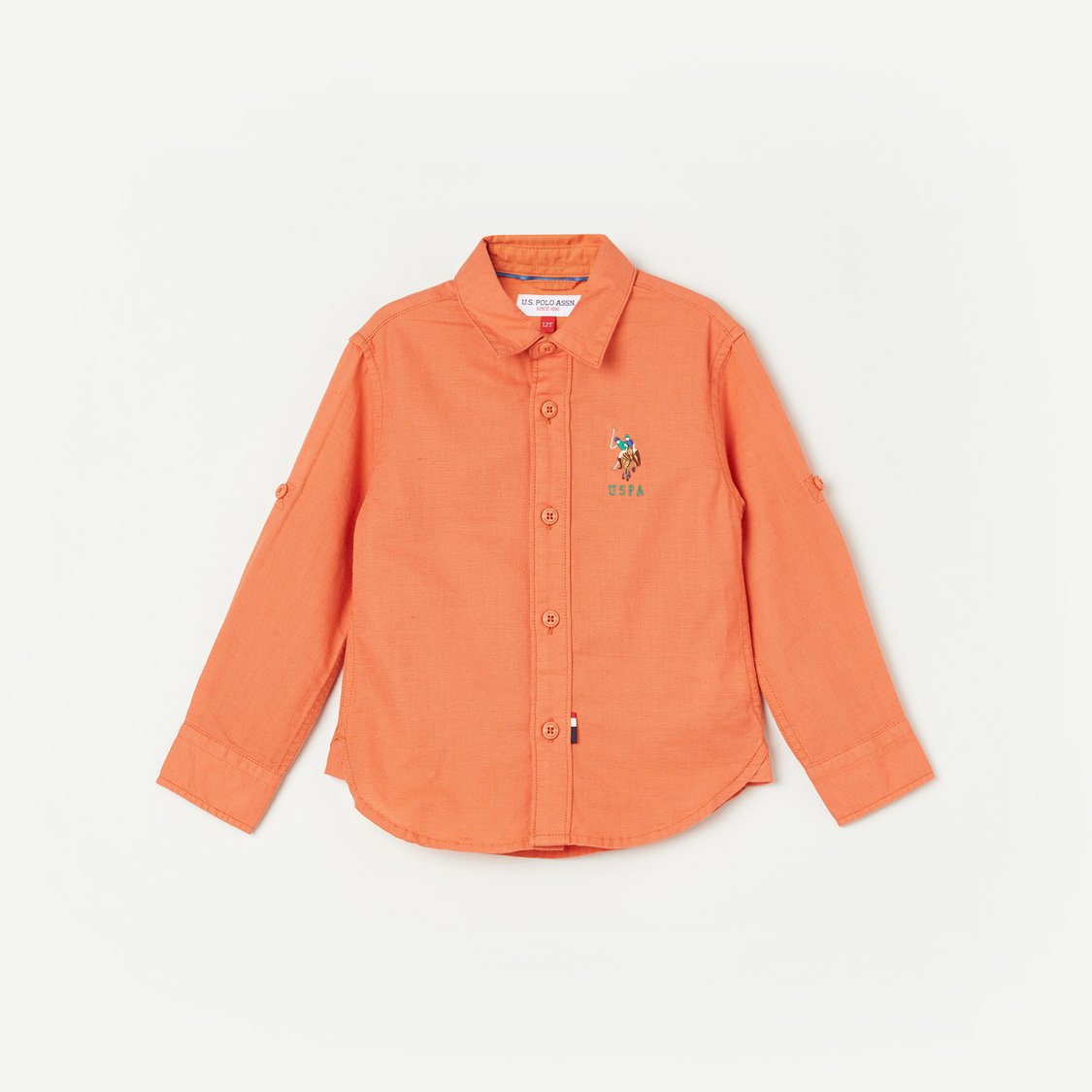 Buy US POLO ASSN KIDS Boys Solid Roll-Up Sleeve Shirt from US Polo