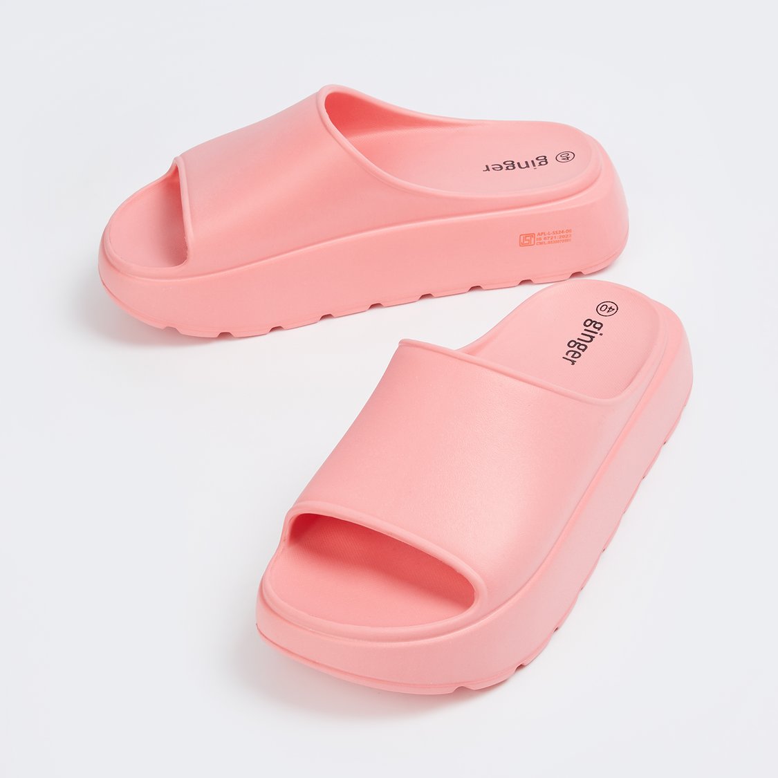 Buy GINGER Women Solid Platformed Sliders from Ginger at just INR 899.0