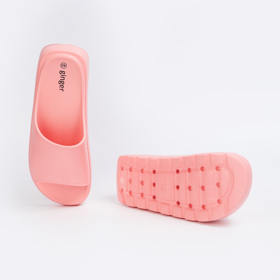 Buy GINGER Women Solid Platformed Sliders from Ginger at just INR 899.0