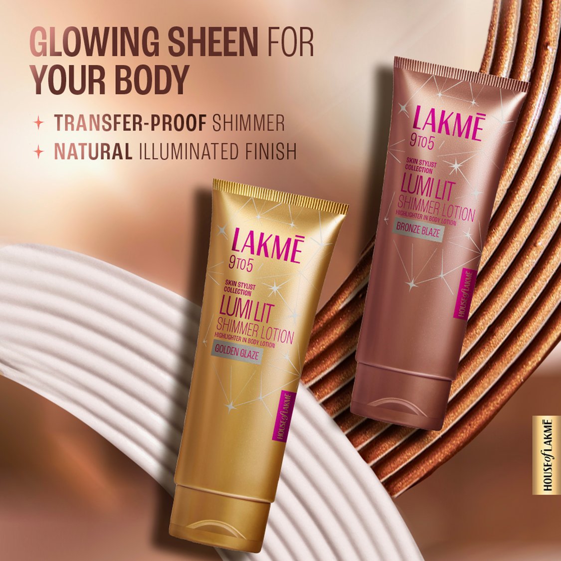 LAKME 9 to 5 Skin Stylist Lumi Lit Shimmer Lotion - Golden Glaze - 100ml