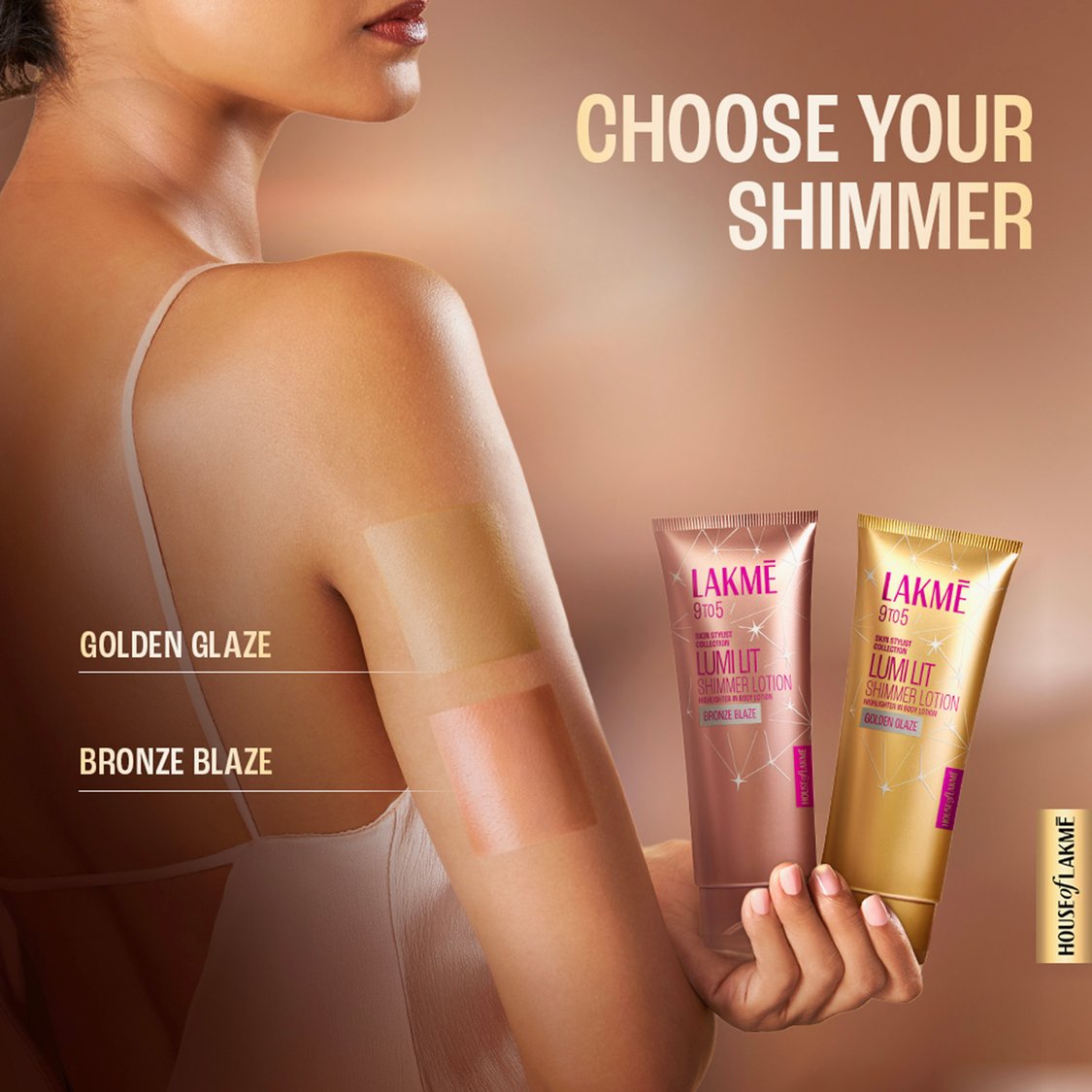 LAKME 9 to 5 Skin Stylist Lumi Lit Shimmer Lotion - Golden Glaze - 100ml