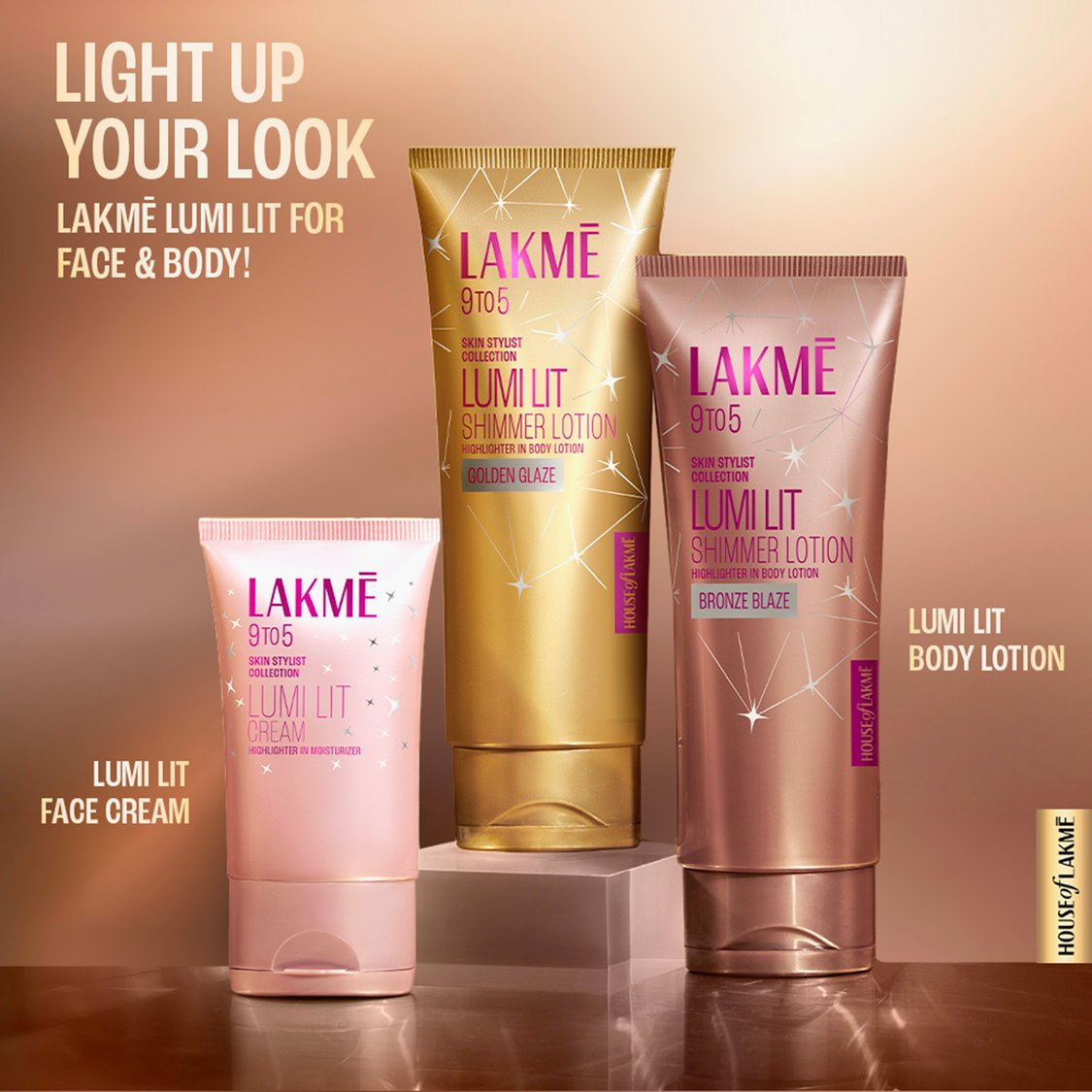 LAKME 9 to 5 Skin Stylist Lumi Lit Shimmer Lotion - Golden Glaze - 100ml