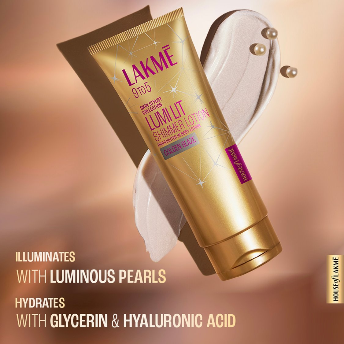 LAKME 9 to 5 Skin Stylist Lumi Lit Shimmer Lotion - Golden Glaze - 100ml