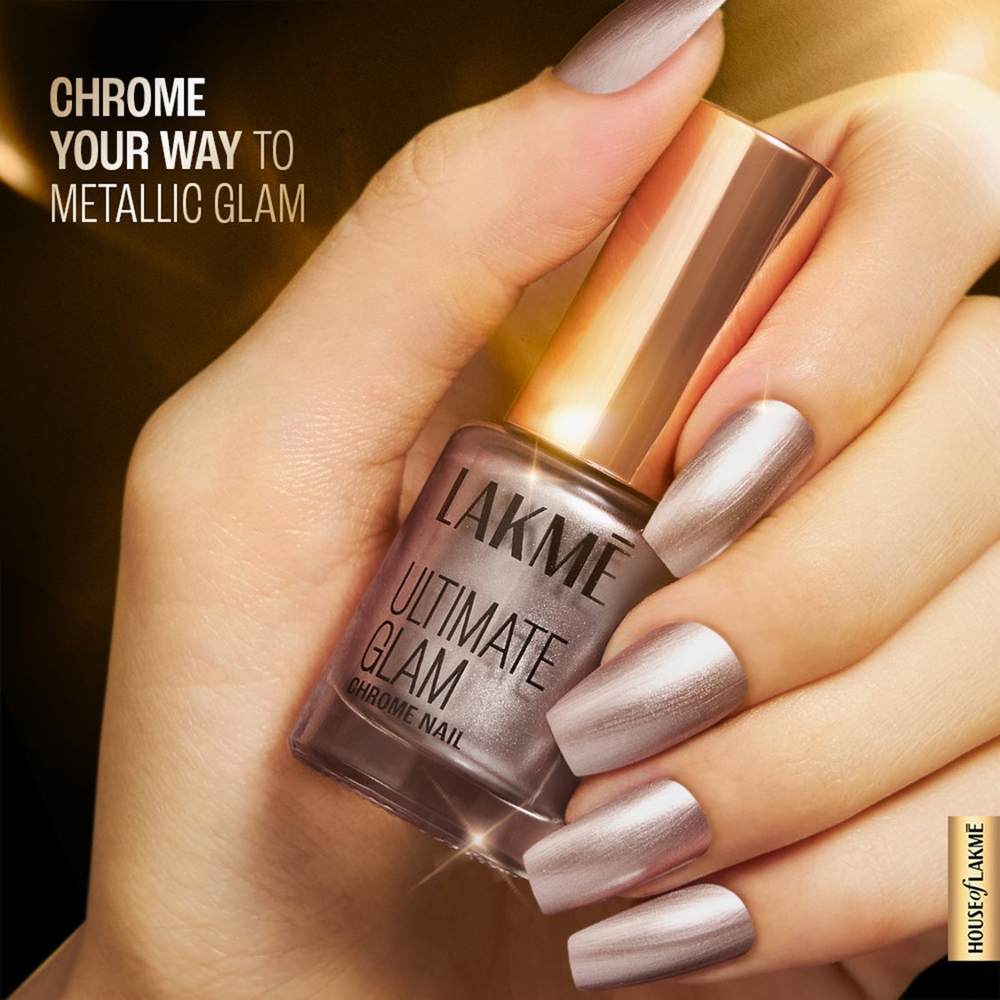 LAKME Ultimate Glam Chrome Nail Polish - Champagne - 6ml