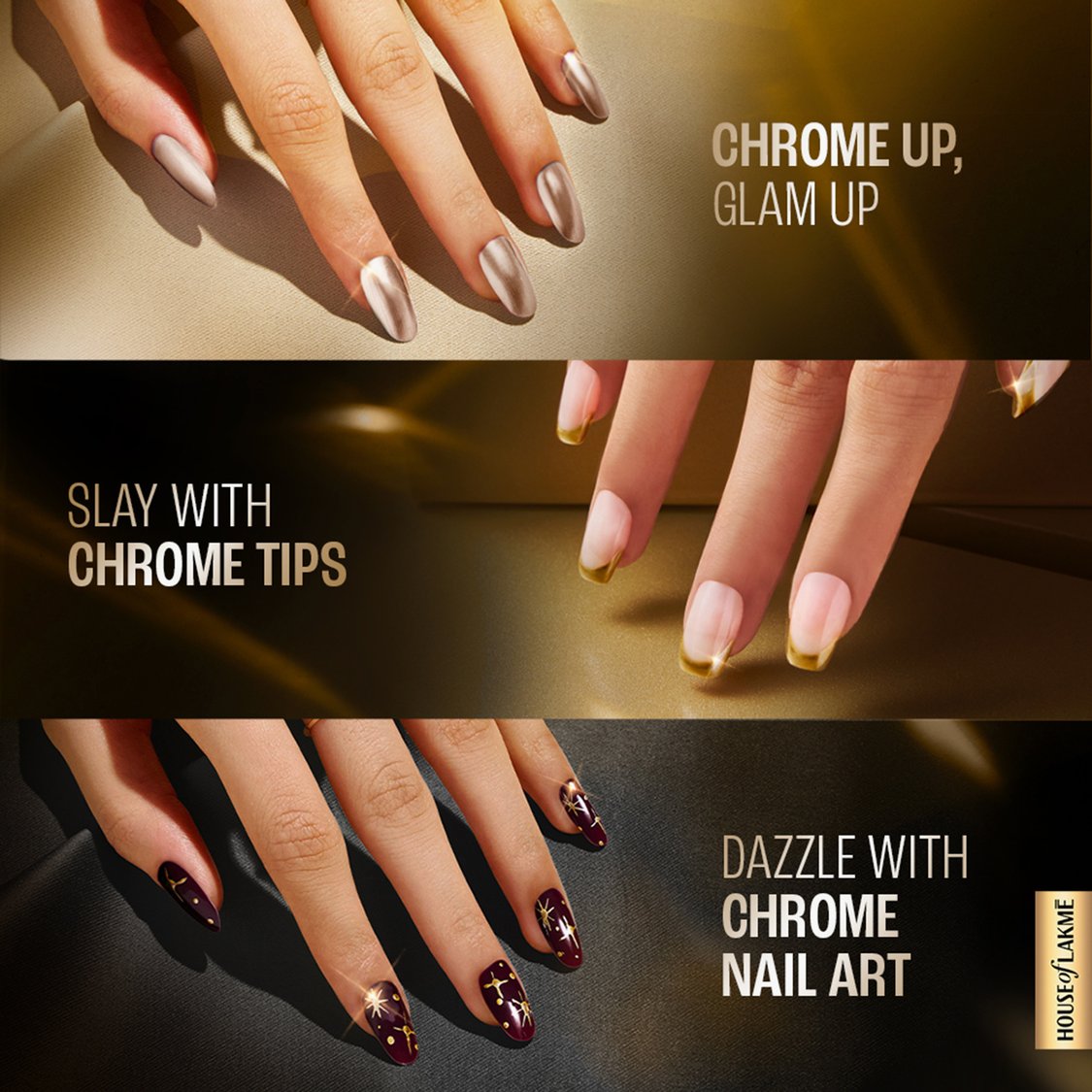 LAKME Ultimate Glam Chrome Nail Polish - Champagne - 6ml