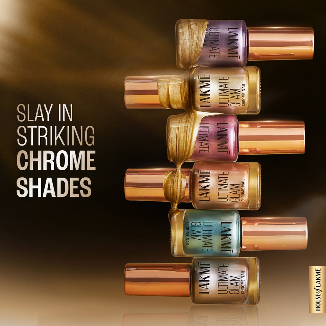 LAKME Ultimate Glam Chrome Nail Polish - Champagne - 6ml