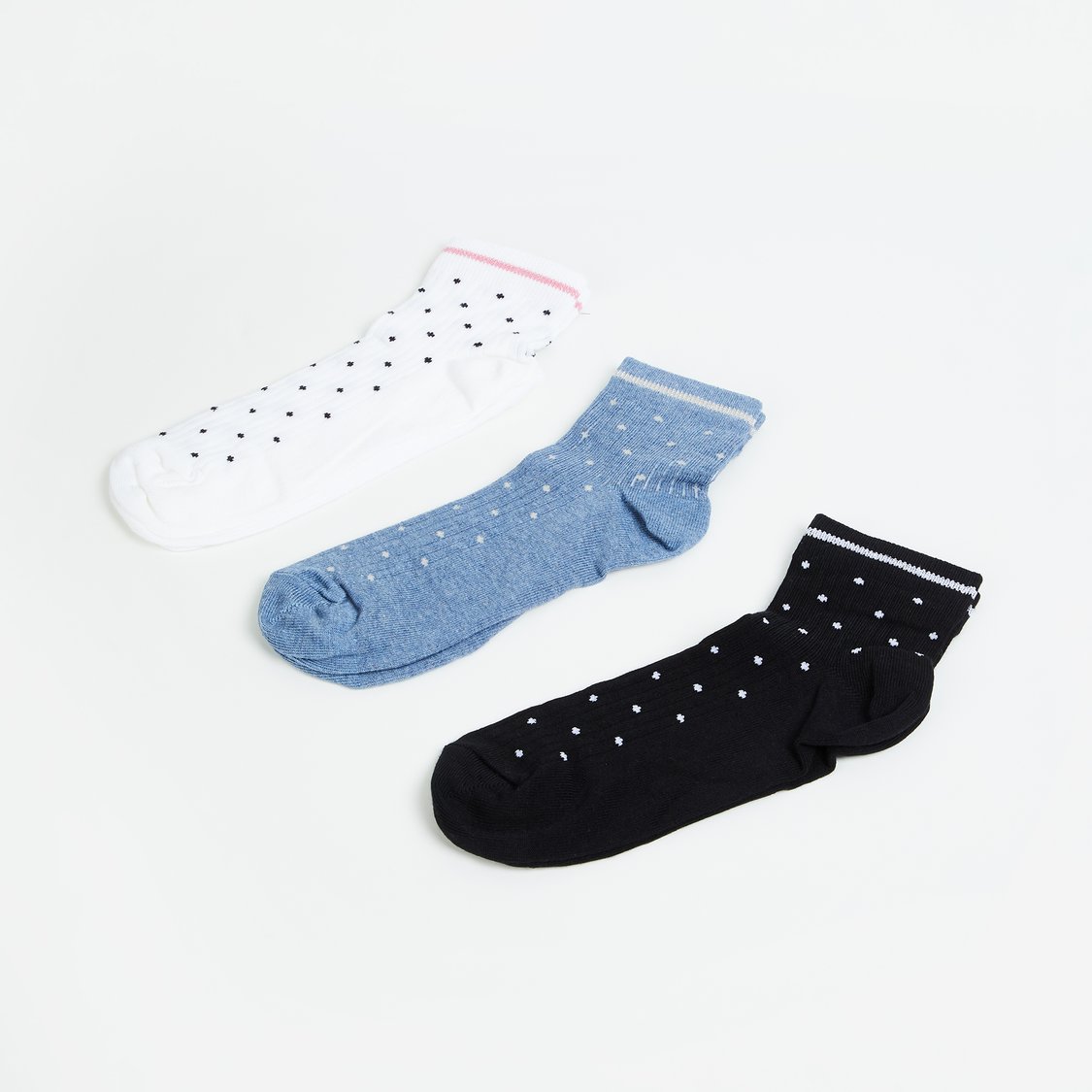 FAME FOREVER Girls Knitted Ankle-Length Socks - Pack of 3