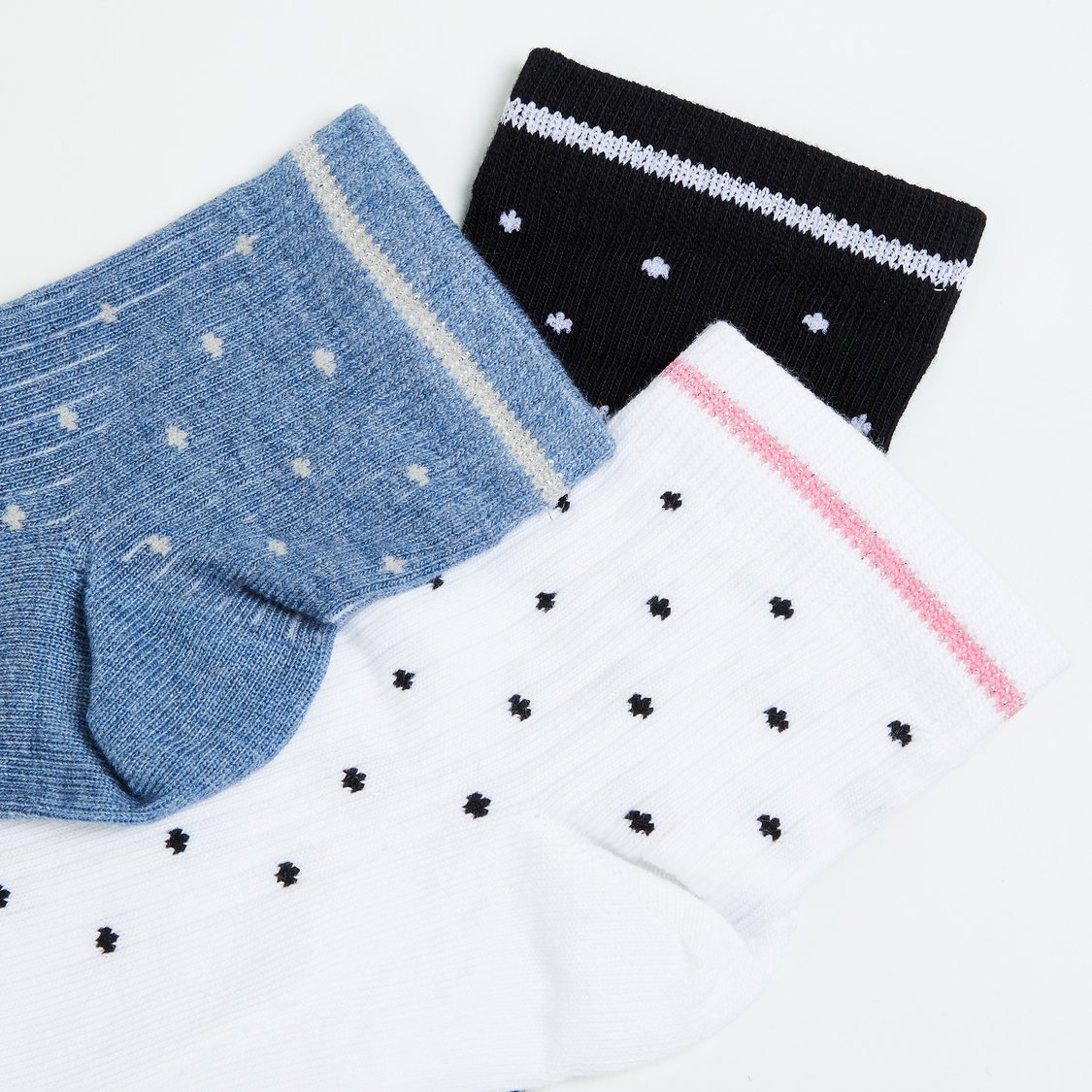 FAME FOREVER Girls Knitted Ankle-Length Socks - Pack of 3