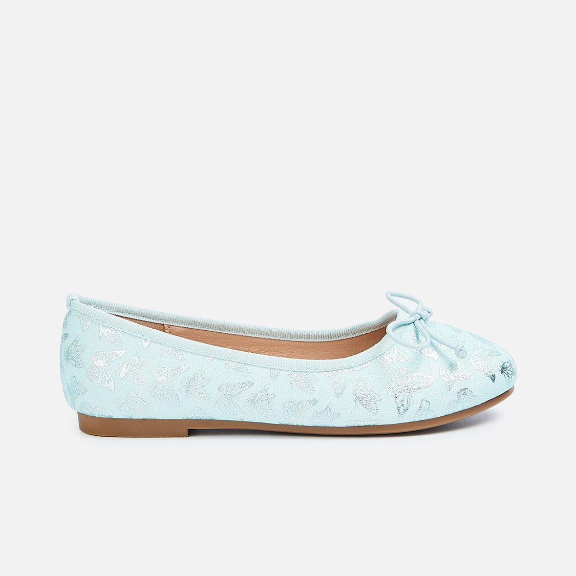 FAME FOREVER Girls Metallic Butterfly Print Ballet Flats