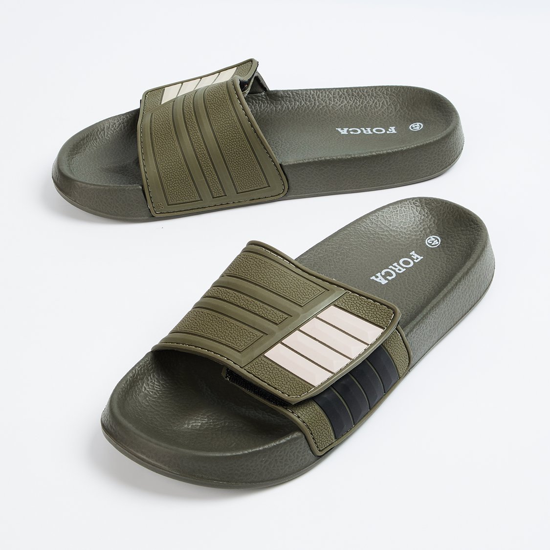 FORCA Men Printed Sliders with Velcro Strap