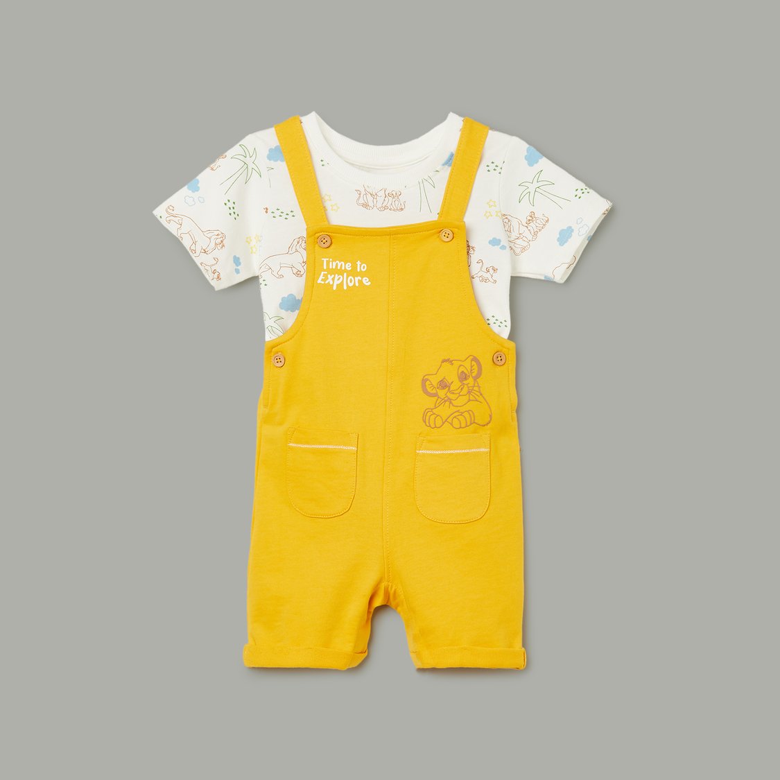 JUNIORS The Lion King Print Dungaree with T-shirt