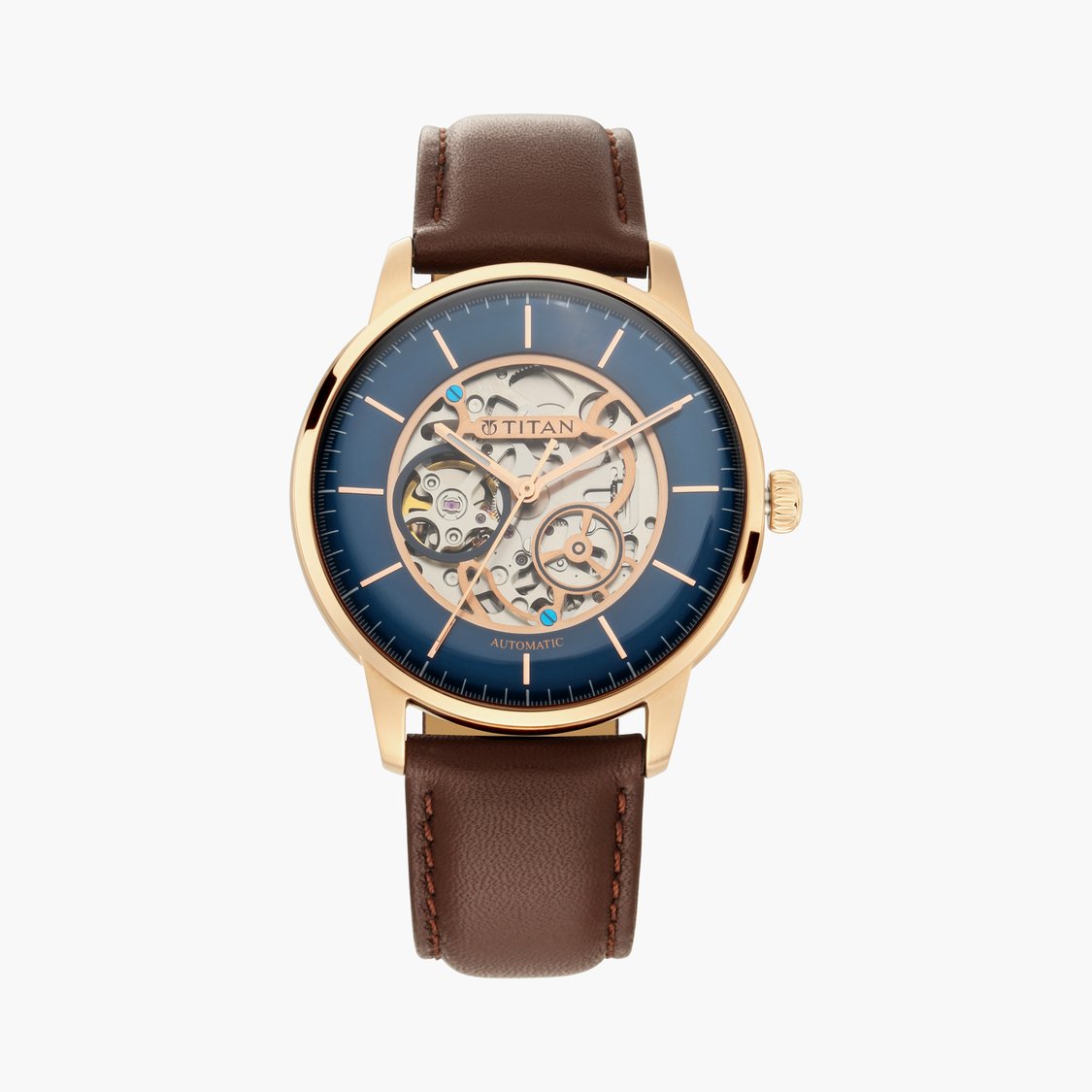 TITAN Automatics Men Mechanical Watch with Leather Strap - NS90110WL02