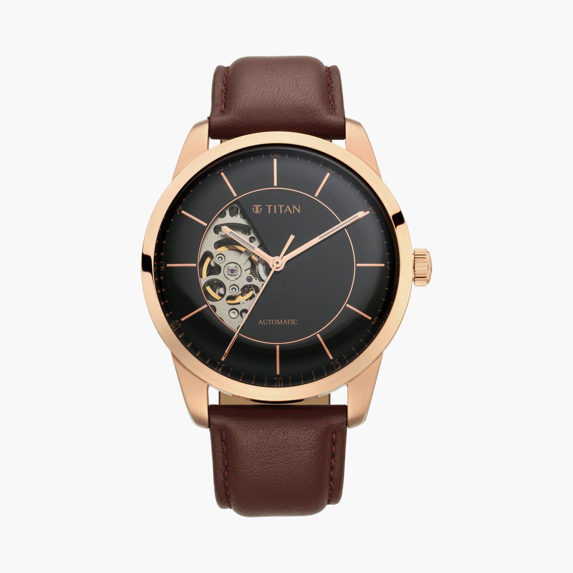 TITAN Men Leather Automatic Watch - NS90126WL02