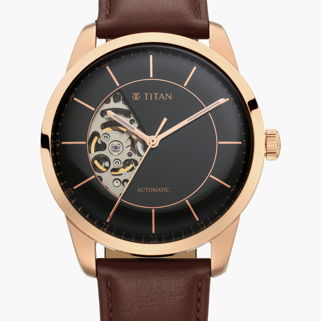TITAN Men Leather Automatic Watch - NS90126WL02