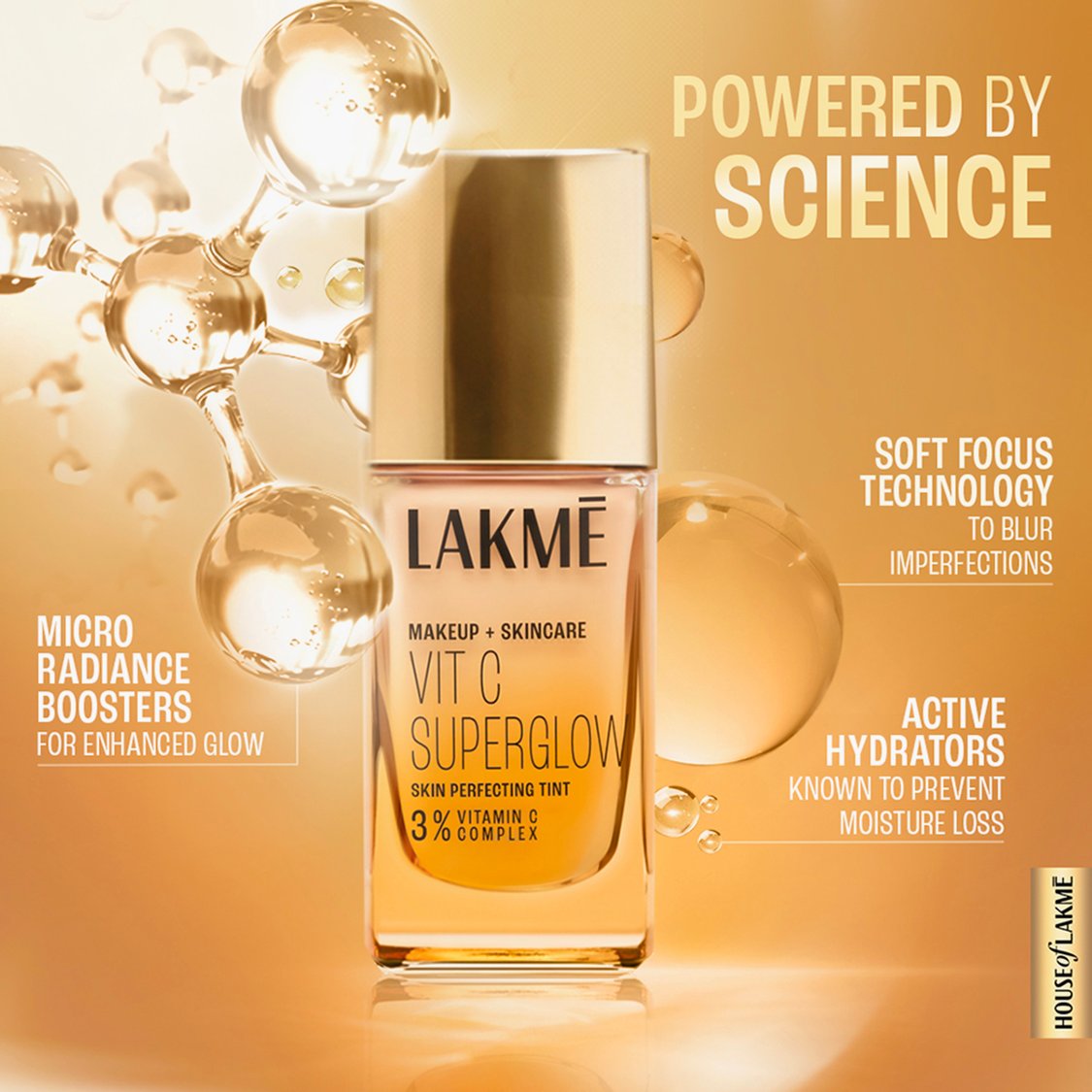 LAKME Vit C Superglow Skin Perfecting Tint - Warm Sand W160 - 25ml