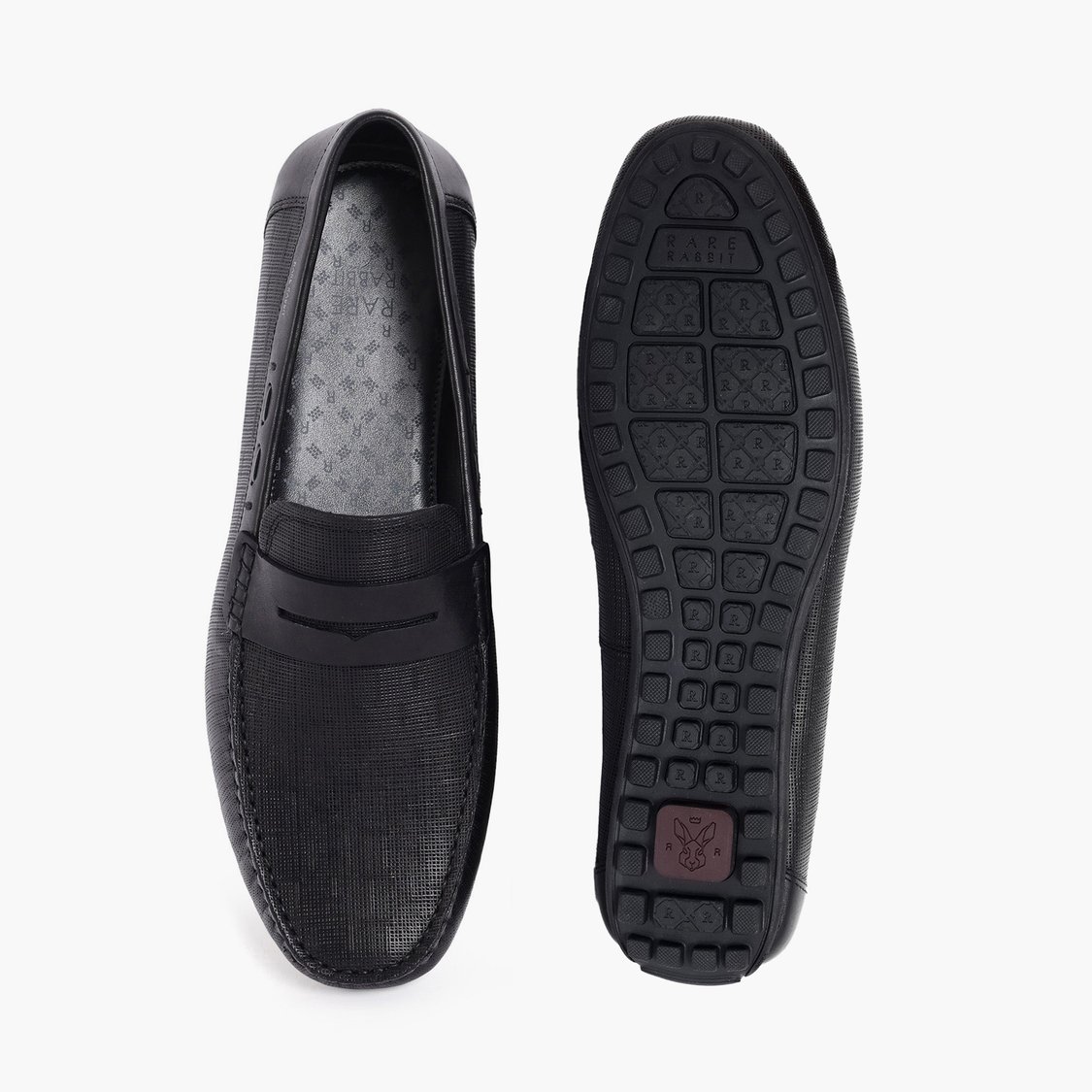 RARE RABBIT Men Saffian Textured Leather Formal Loafers