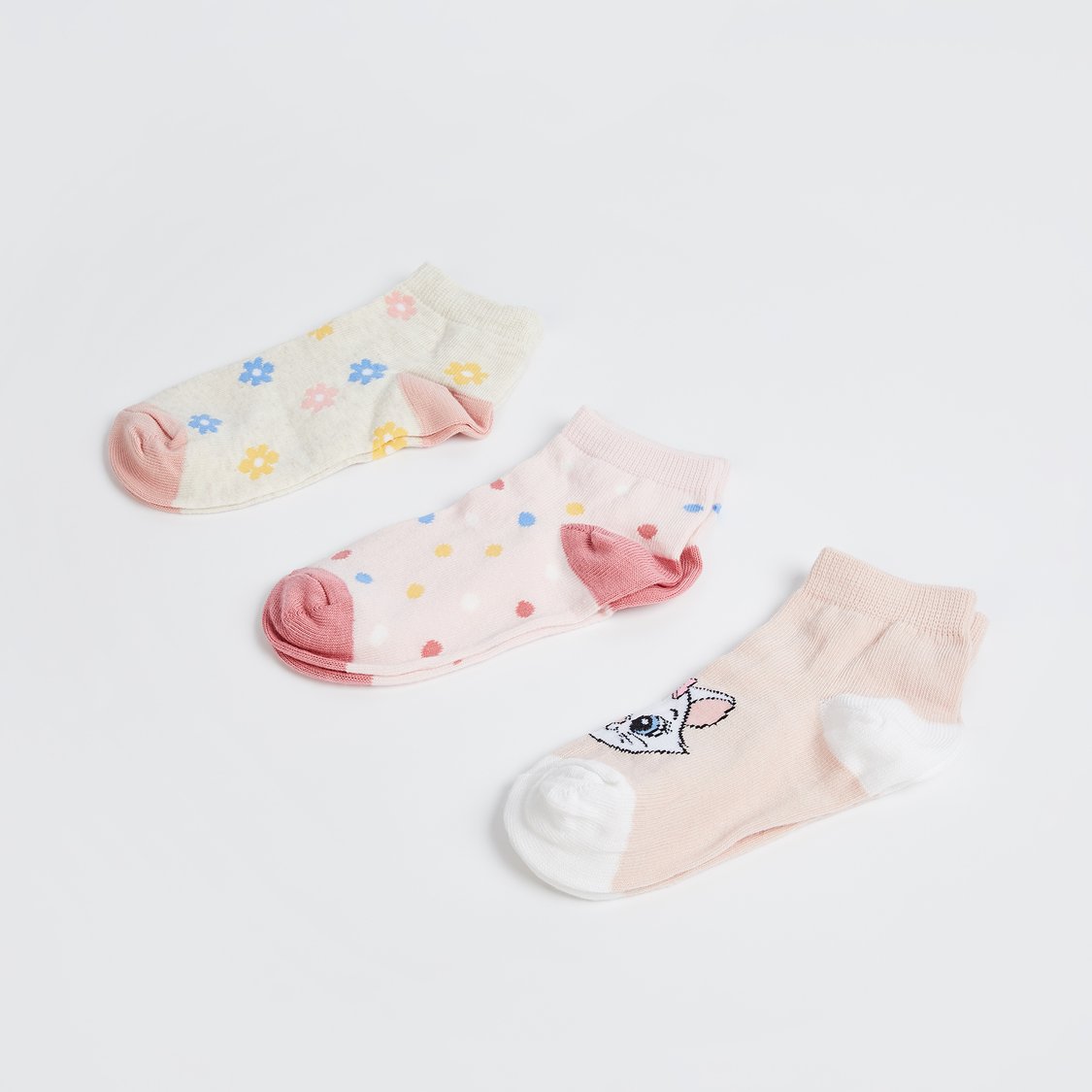 FAME FOREVER Girls Assorted Ankle Length Socks - Pack of 3