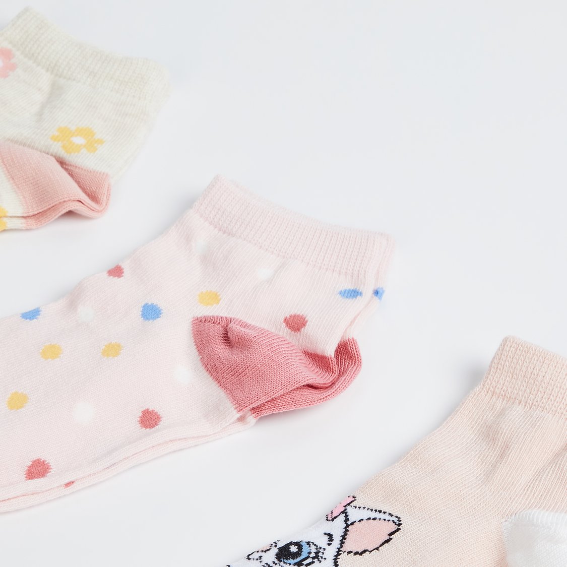 FAME FOREVER Girls Assorted Ankle Length Socks - Pack of 3