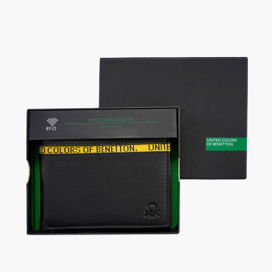 UNITED COLORS OF BENETTON Men Tape-Detailed Leather Bi-Fold Wallet