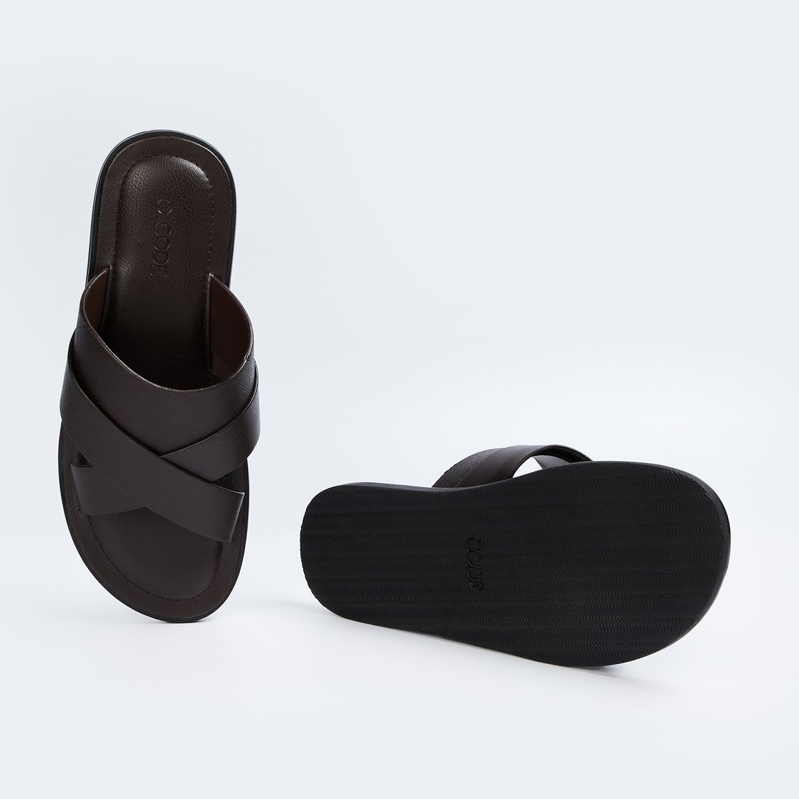 CODE Men Textured Slip-On Sandals