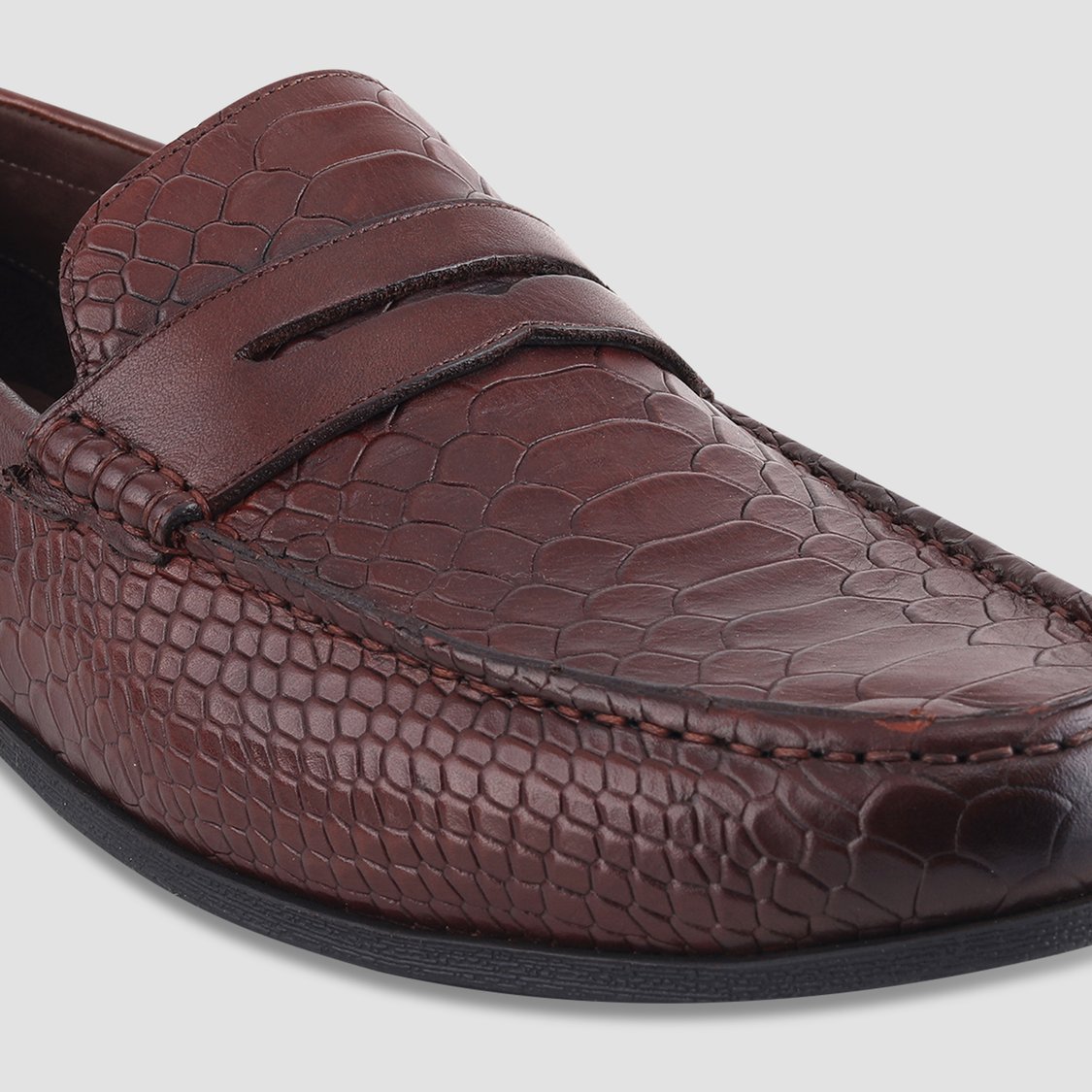 EZOK Men Croc Textured Leather Slip-On Shoes