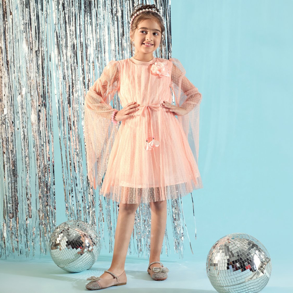 Buy PEPPERMINT Girls Textured A-Line Dress from Peppermint at just