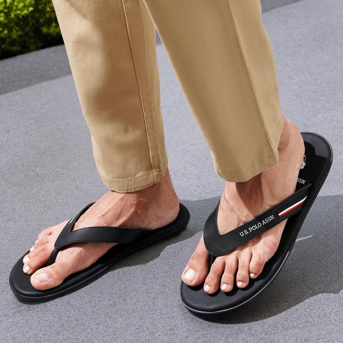 U.S. POLO ASSN. Wanor 2.0 Men Leather Flip Flops