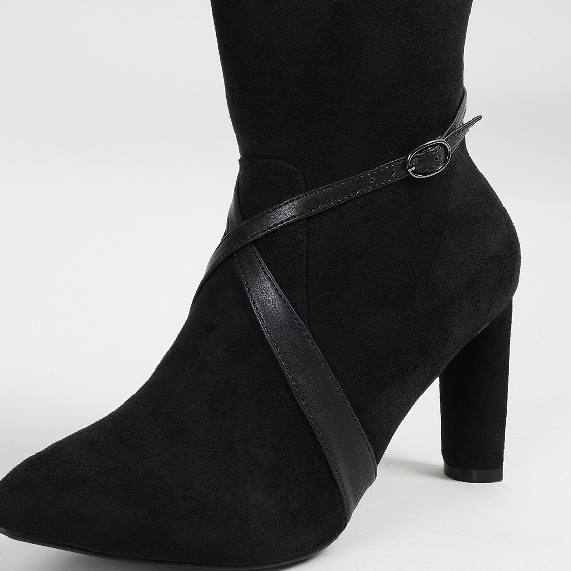 GINGER Suede Strappy Block Heel Ankle Boots