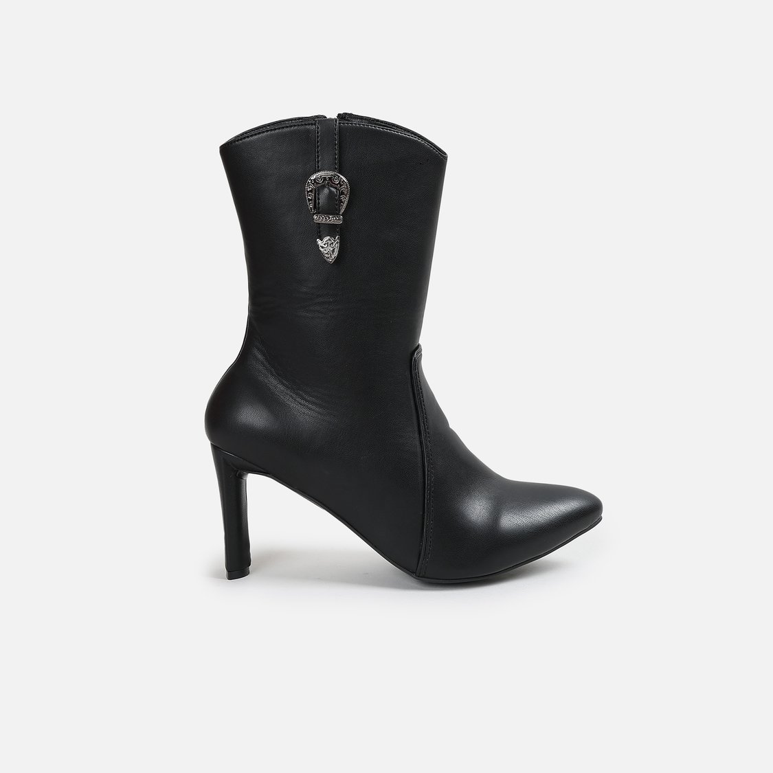 GINGER Block Heel Ankle Boots with Decorative Buckle
