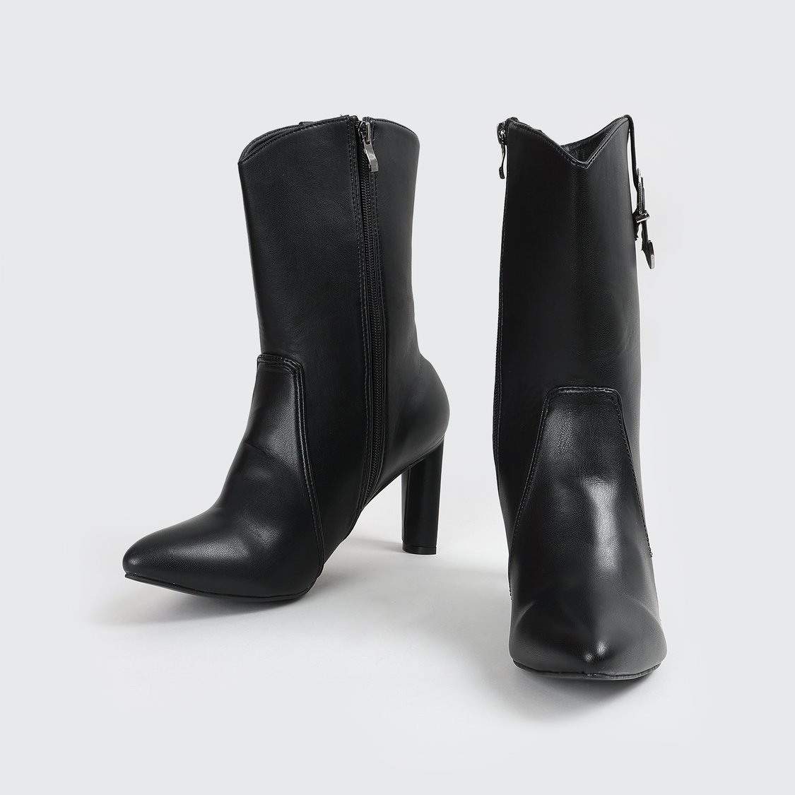 GINGER Block Heel Ankle Boots with Decorative Buckle