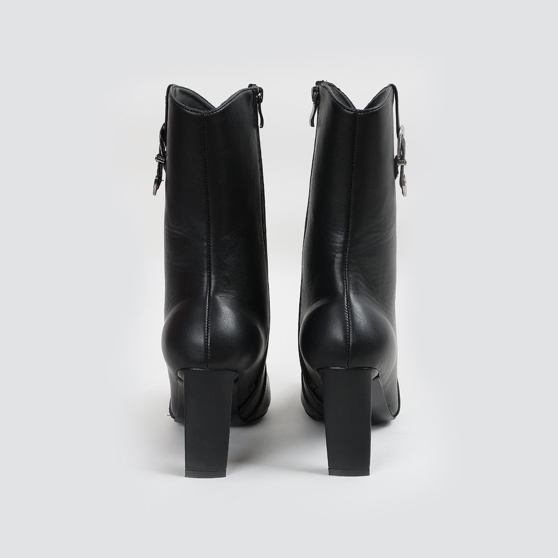 GINGER Block Heel Ankle Boots with Decorative Buckle