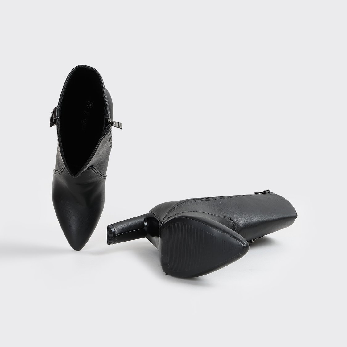 GINGER Block Heel Ankle Boots with Decorative Buckle