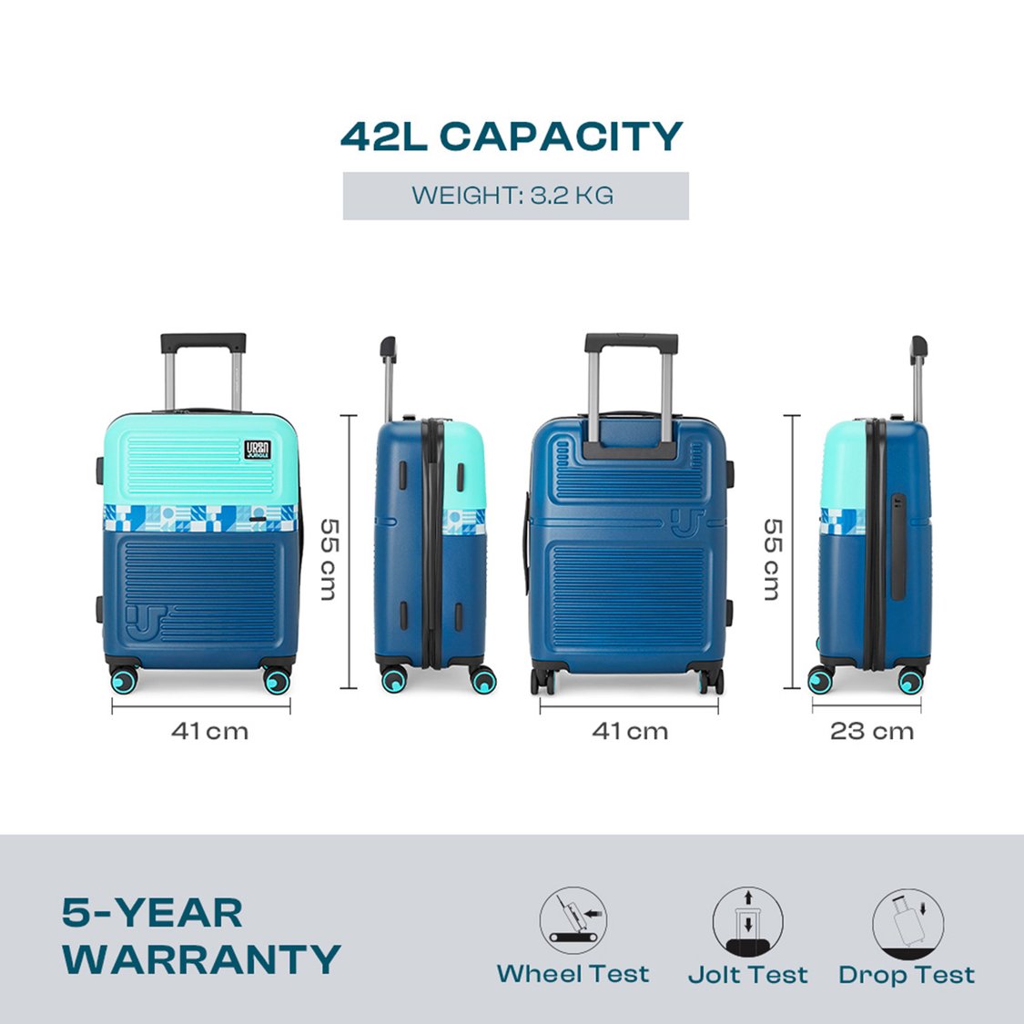 URBAN JUNGLE ColourBlocked Cabin Trolley Bag - 42 L