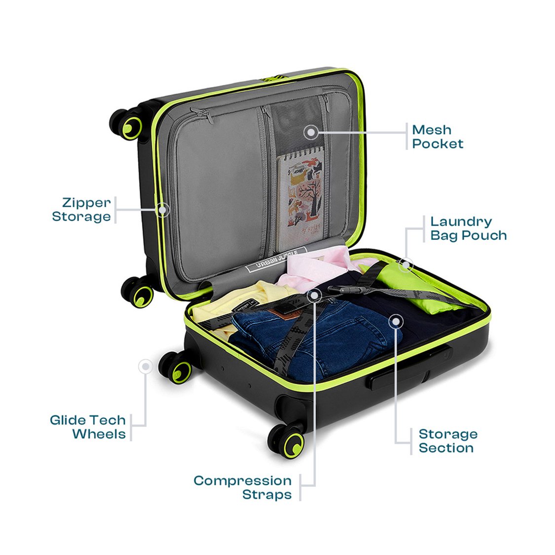 URBAN JUNGLE Textured Medium Trolley Bag - 68 L